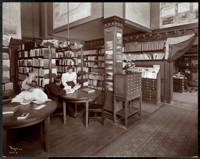 People in the Library at the American Institute of Social Service, New York, 1906 by Byron Company